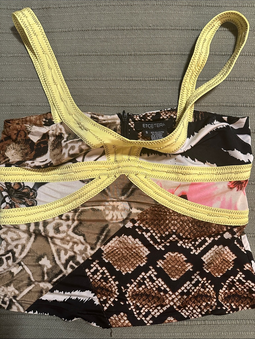 Etcetera Mixed Animal & Floral Print Camisole with Yellow Trim